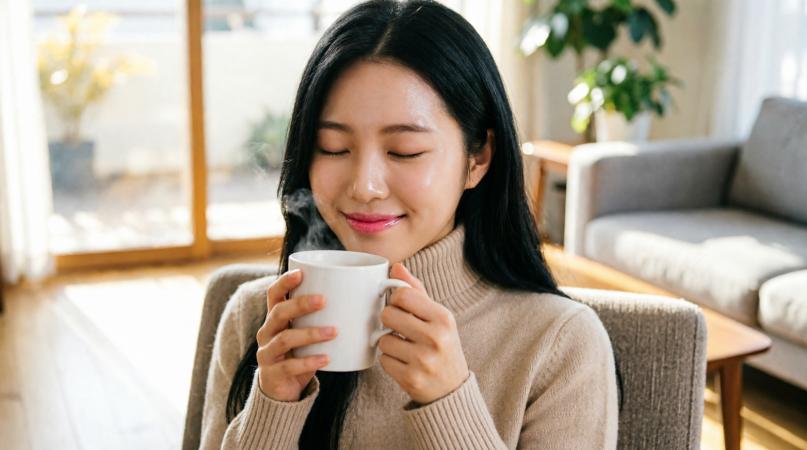 コーヒーの抗酸化作用と健康メリットを示す明るいイメージ
