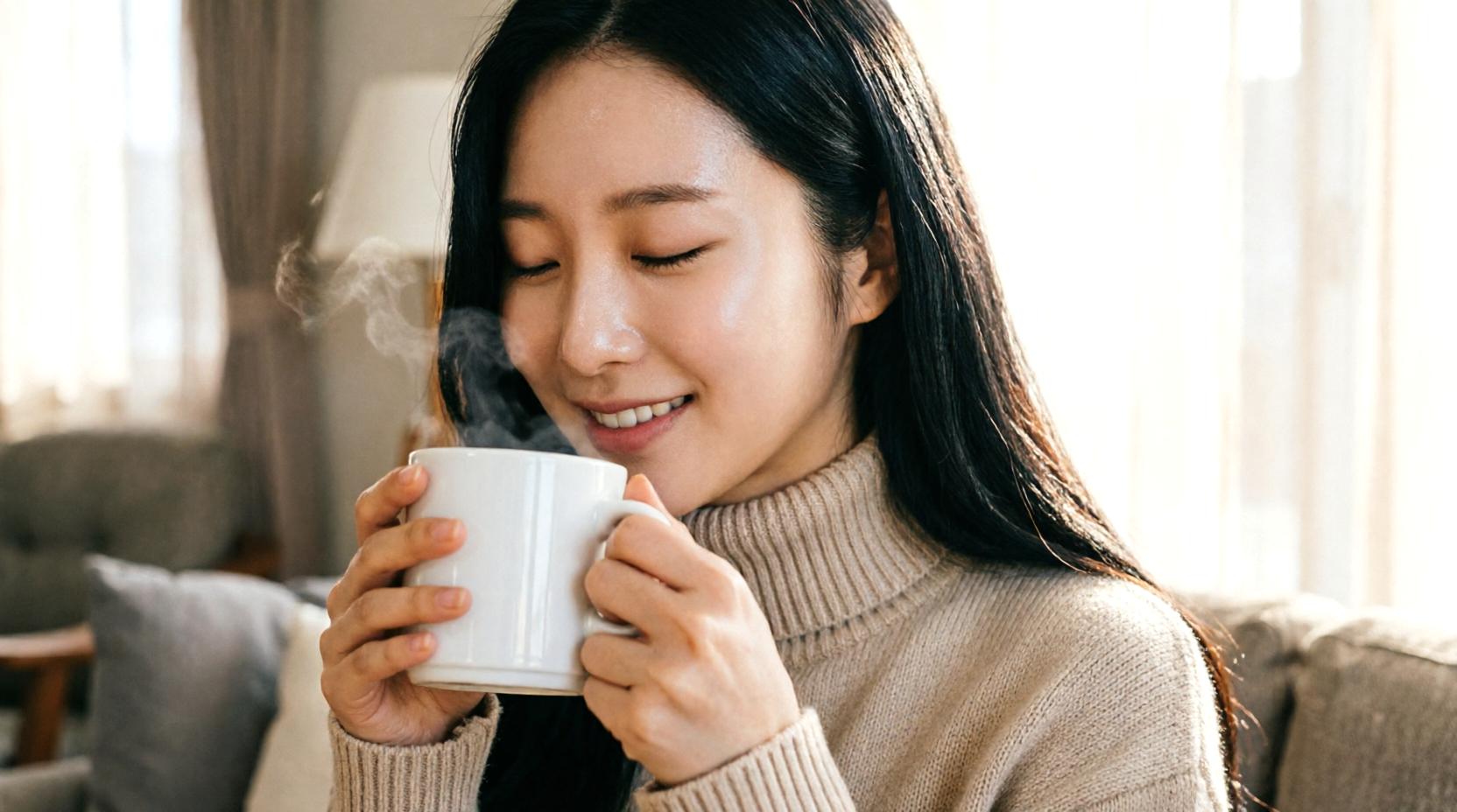 朝食後にコーヒーを楽しむ落ち着いた朝の風景