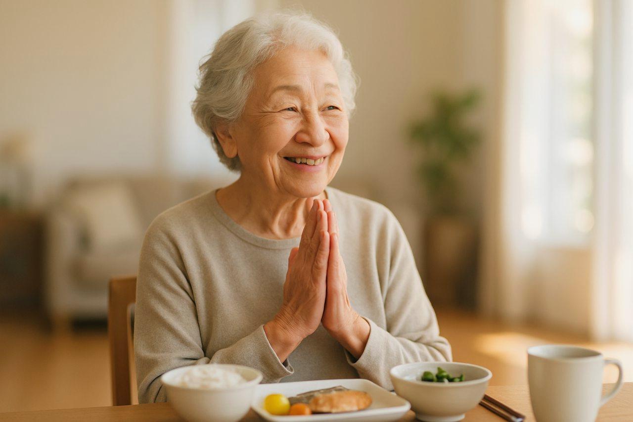 老後の食費見直し項目を一つずつ確認しているチェックリストの場面