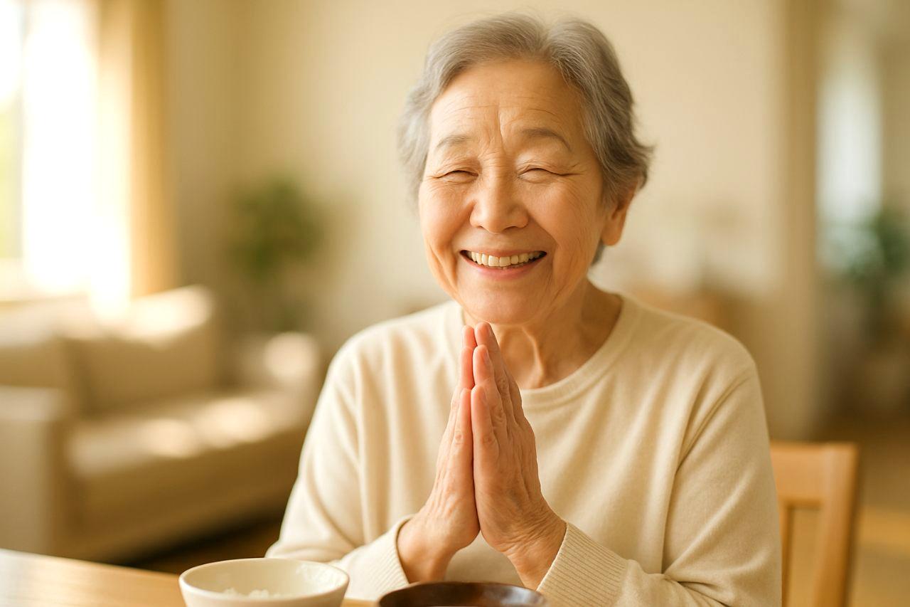 家族と一緒に部屋を整えて安心して暮らす高齢者