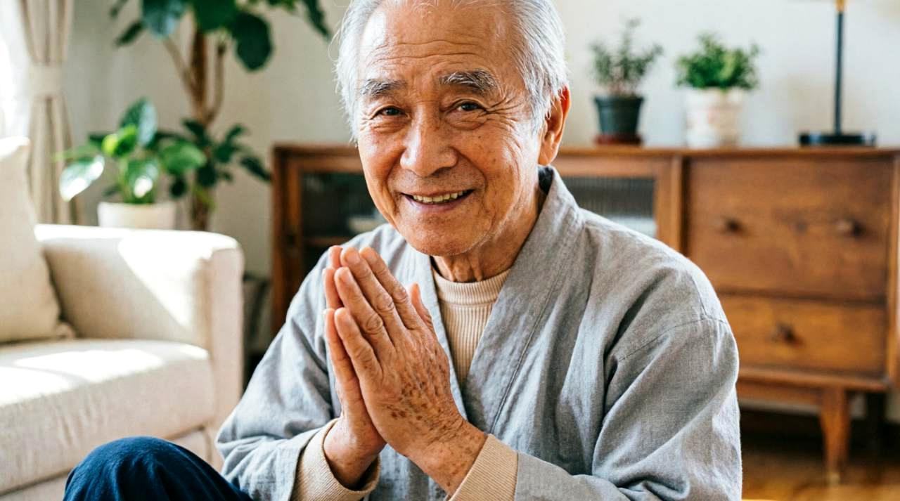 50代の男女が朝食を前に健康的な生活を考えている様子