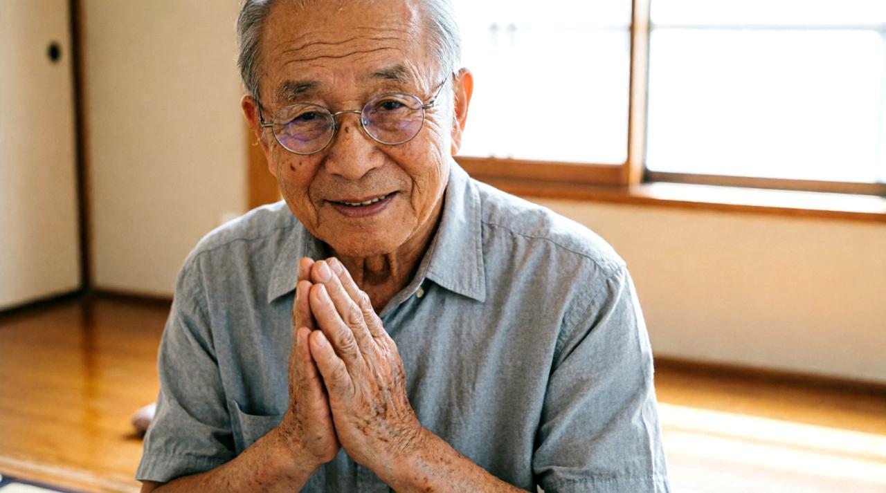 体調の変化を確認する高齢者の様子