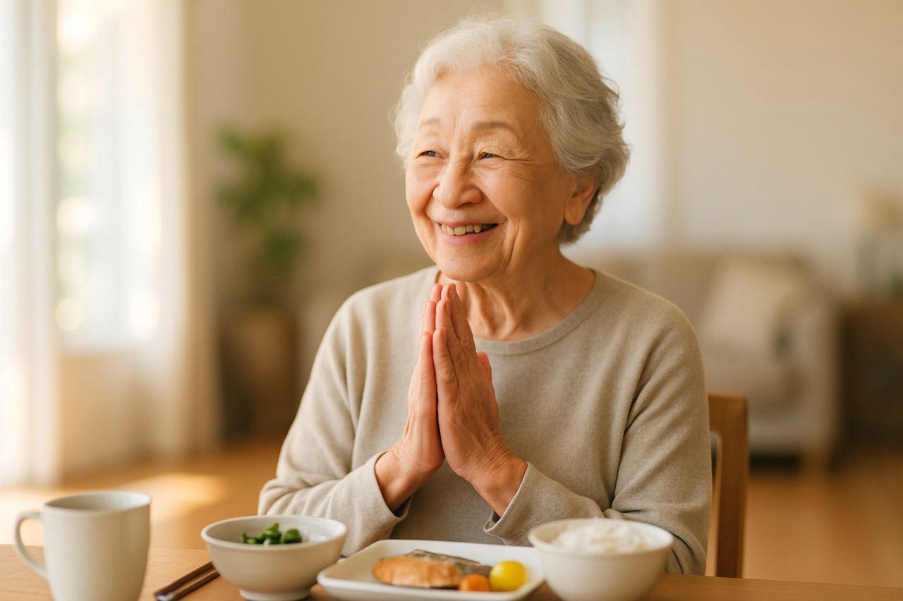 バランスの良い食事を楽しむ高齢者