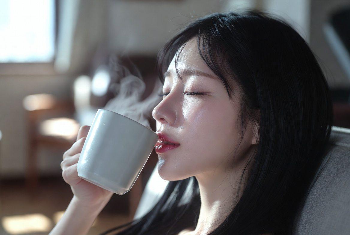 カフェインの少ない紅茶を選ぶ様子