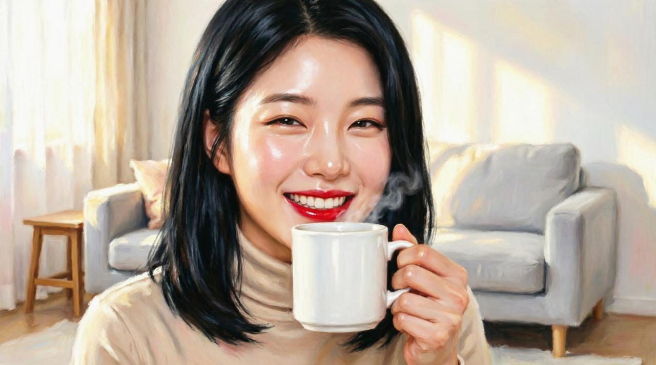 夕方にコーヒーを飲みながら睡眠を気にする人物