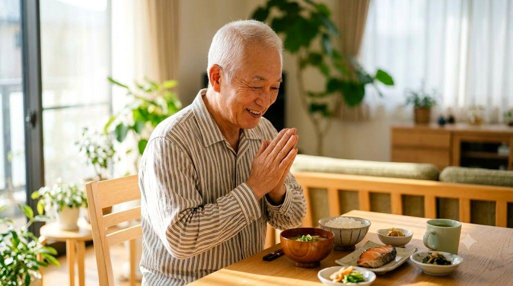 家族と一緒に朝食を楽しむ高齢者の温かな食卓