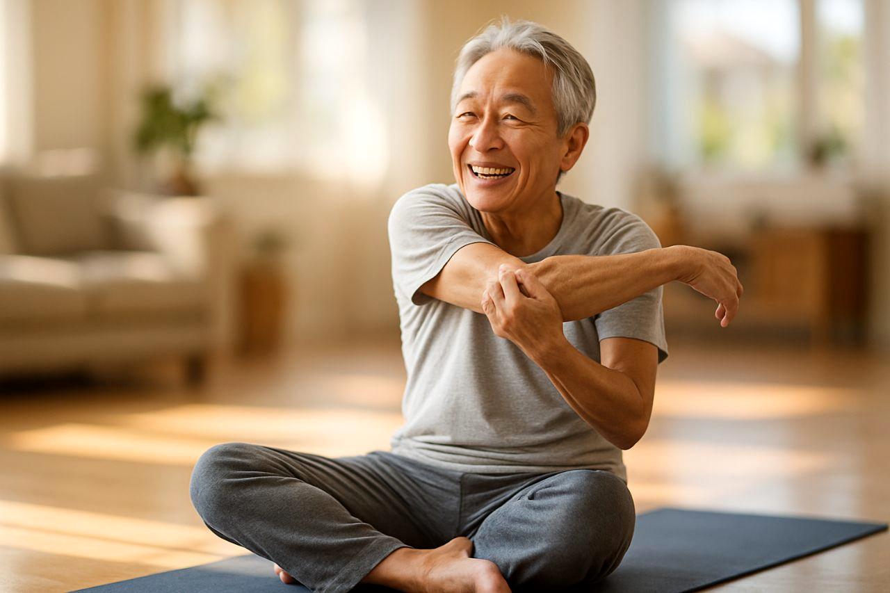 筋力低下を防ぐため正しいフォームで腕立て伏せに取り組む男性