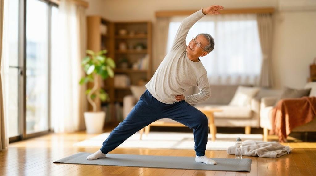 毎日の運動習慣で健康的な生活を送るシニア男性
