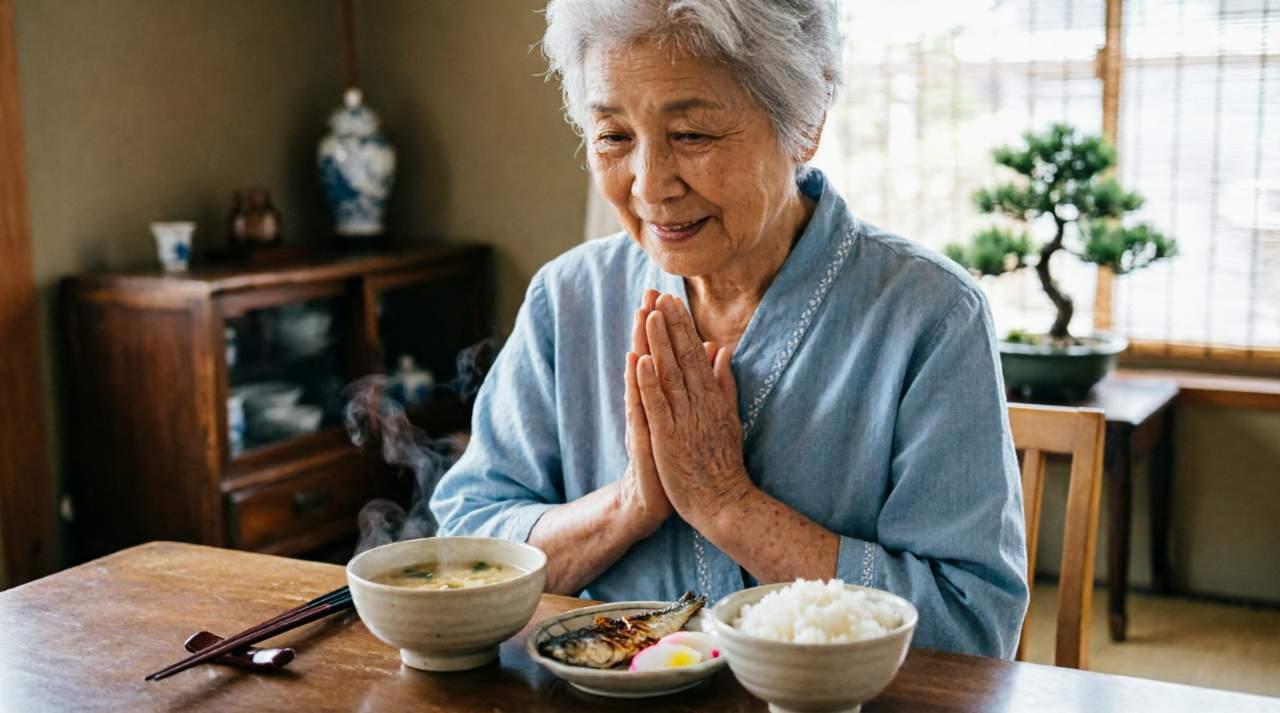 食事バランスを考えながら健康管理をする高齢者