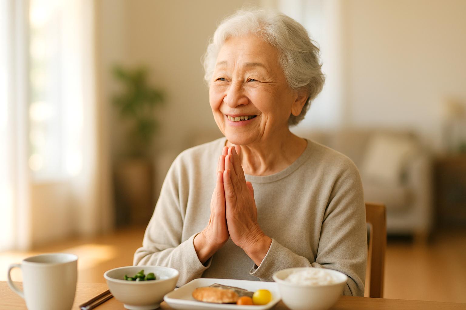 健康的な食事で充実した毎日を送る高齢者
