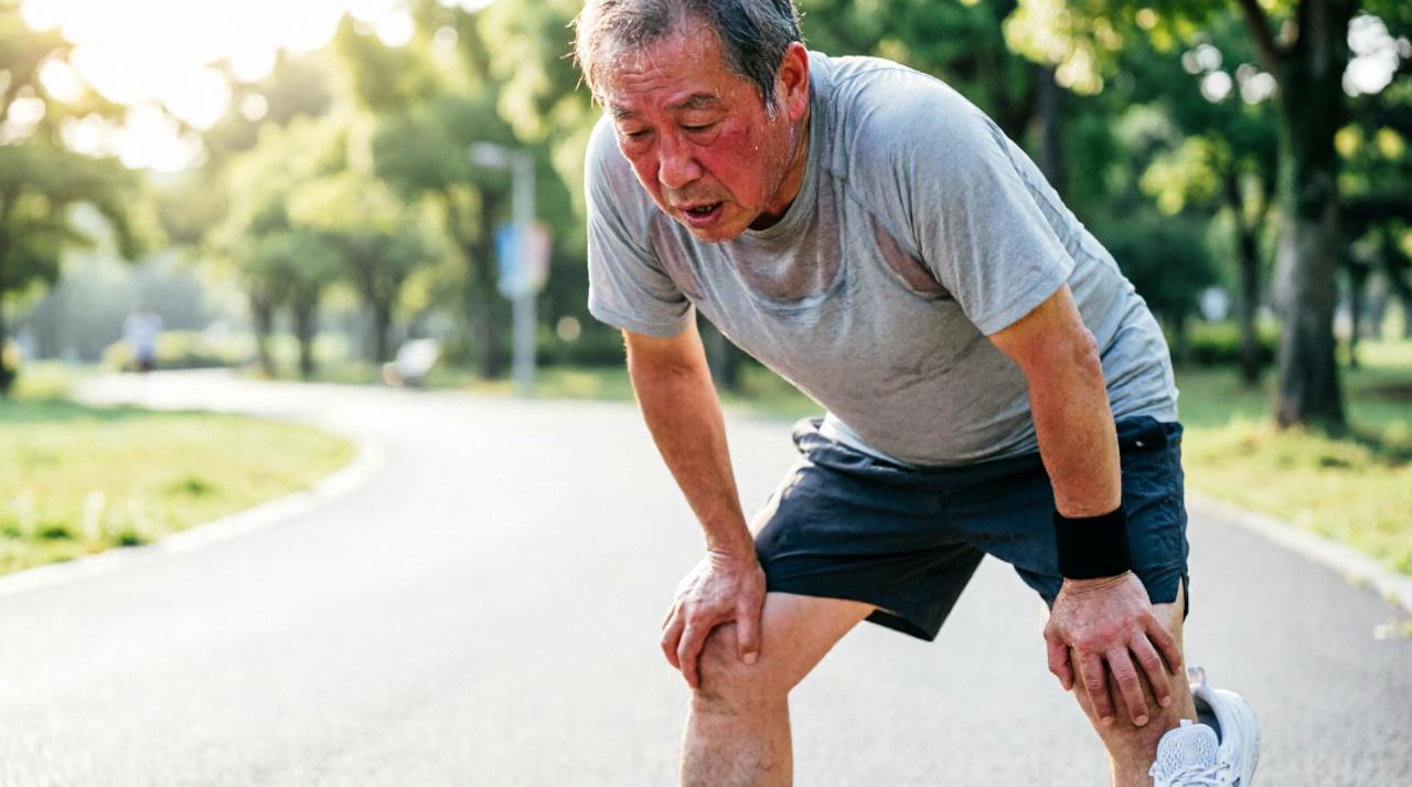 安全に運動するため準備をする高齢女性のイメージ