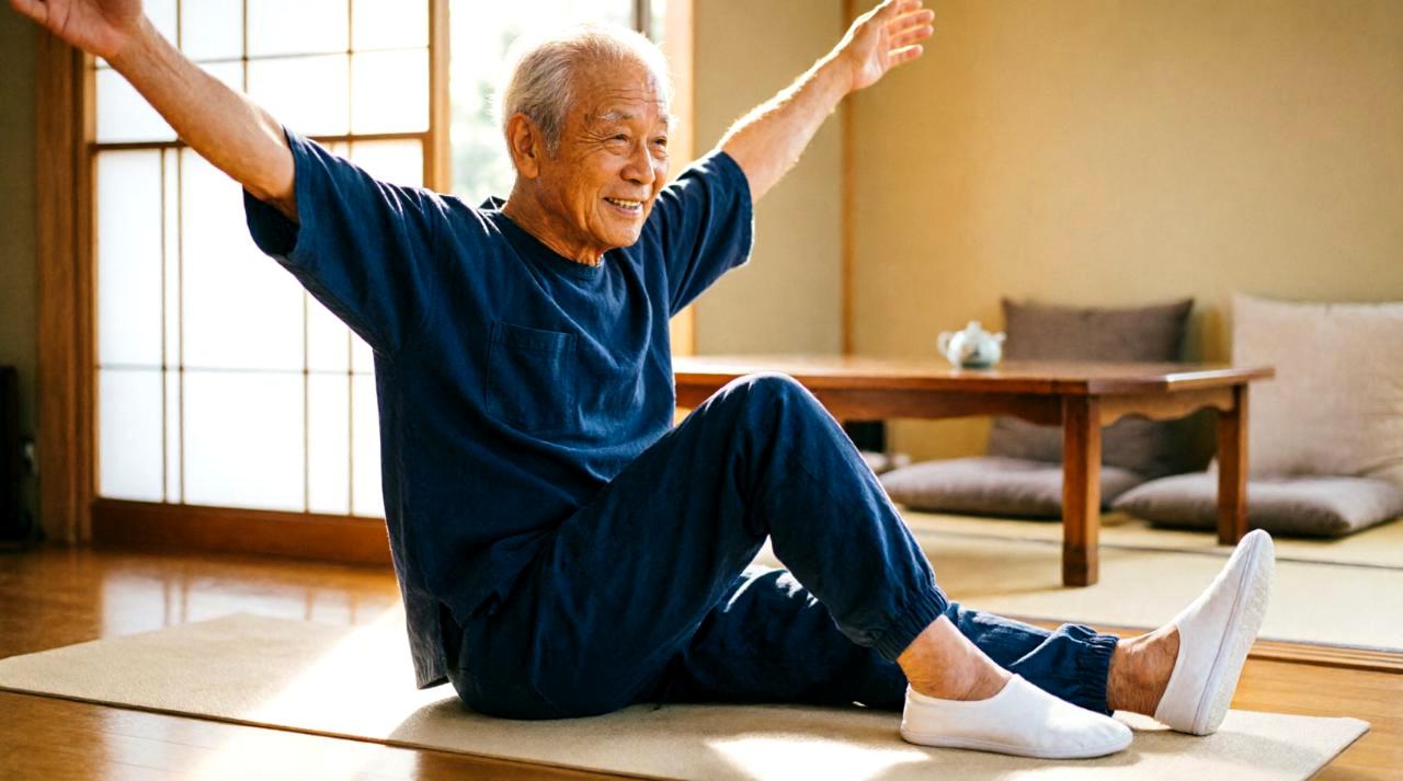 穏やかな笑顔で自転車に乗る60代女性の健康的なサイクリング風景