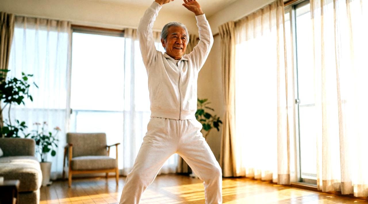 自然の中でウォーキングを楽しみ健康的な生活を送る男性