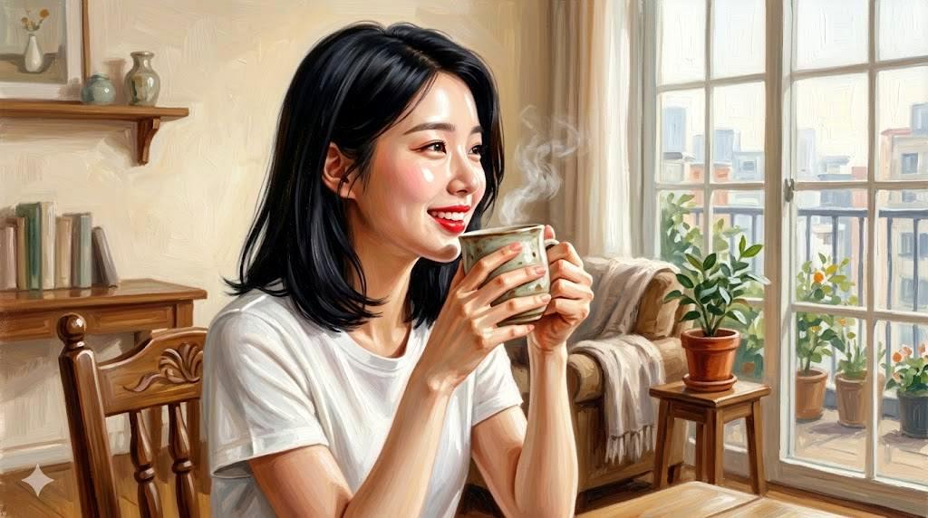 朝の時間にコーヒーを楽しむシニア男性の穏やかな生活風景