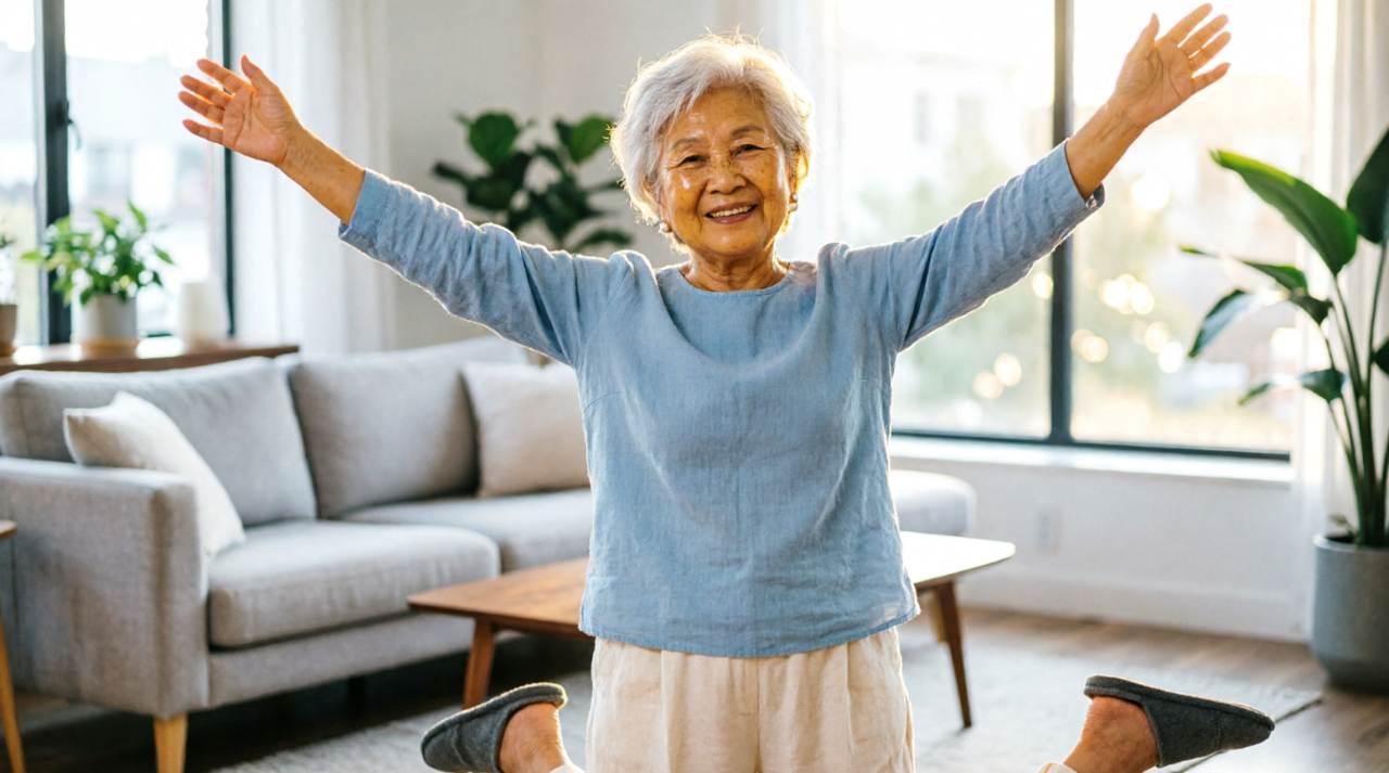 正しい座り方で快適な毎日を過ごすシニア男性