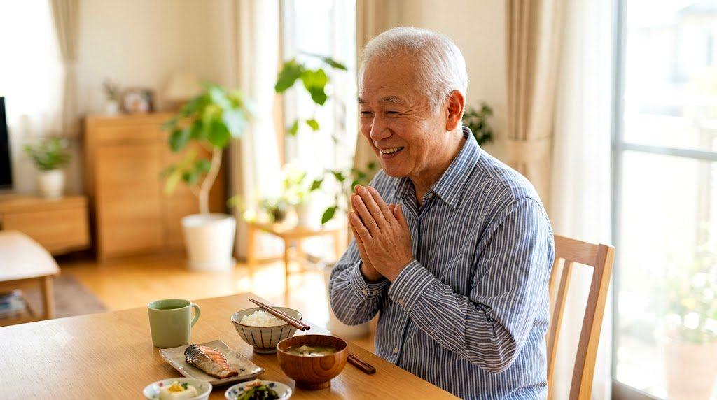 40代男性が血圧計を見ながら首をかしげる家庭内の様子