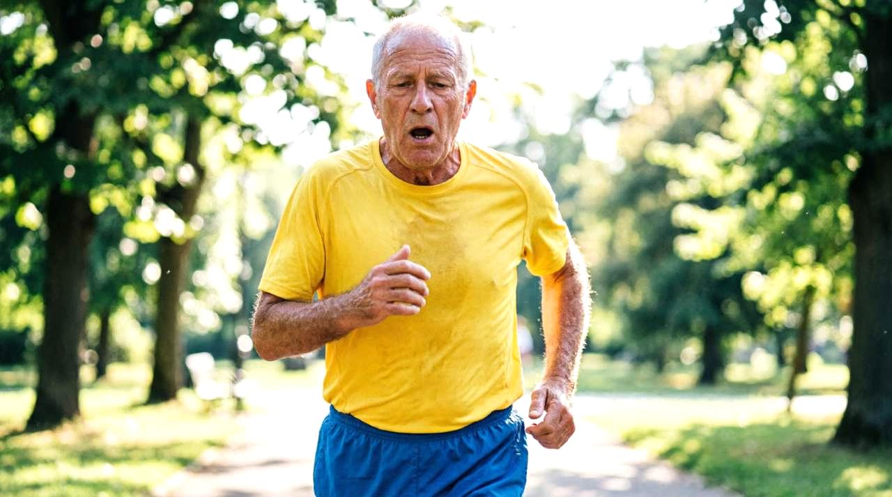 安全確認をしながら運動する高齢者のイメージ