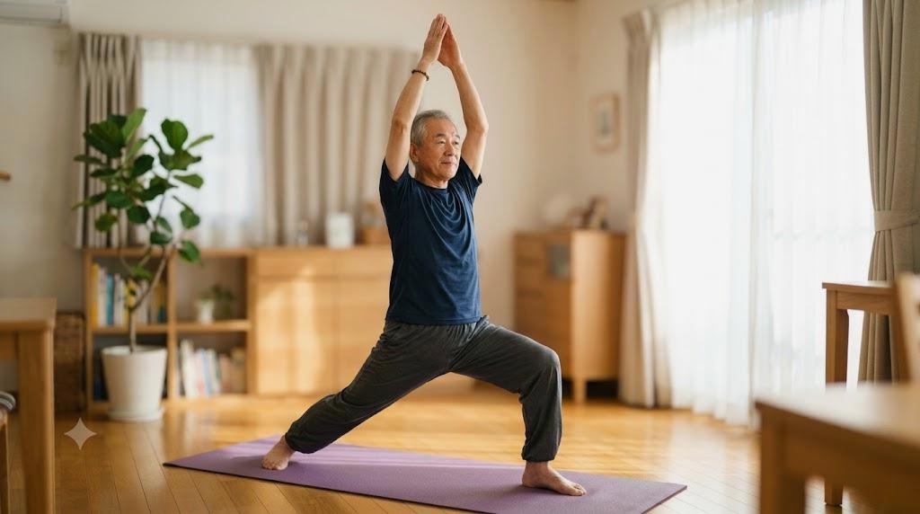 無理をせず自分のペースで運動する高齢女性