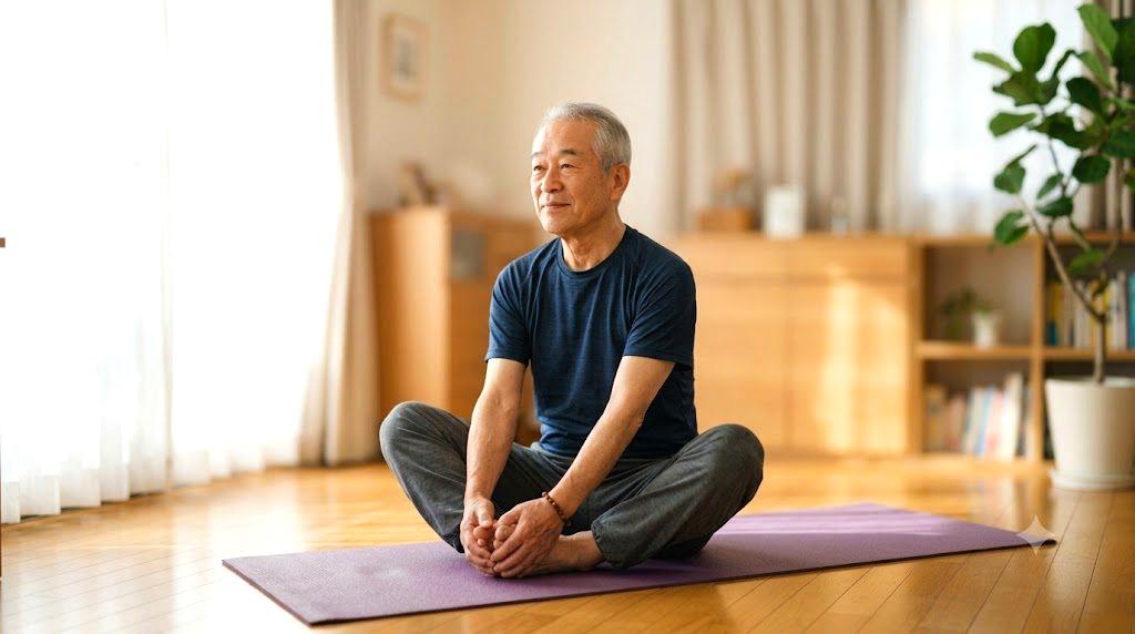 50代の夫婦が明るいリビングで無理のない掃除計画を話し合っている様子