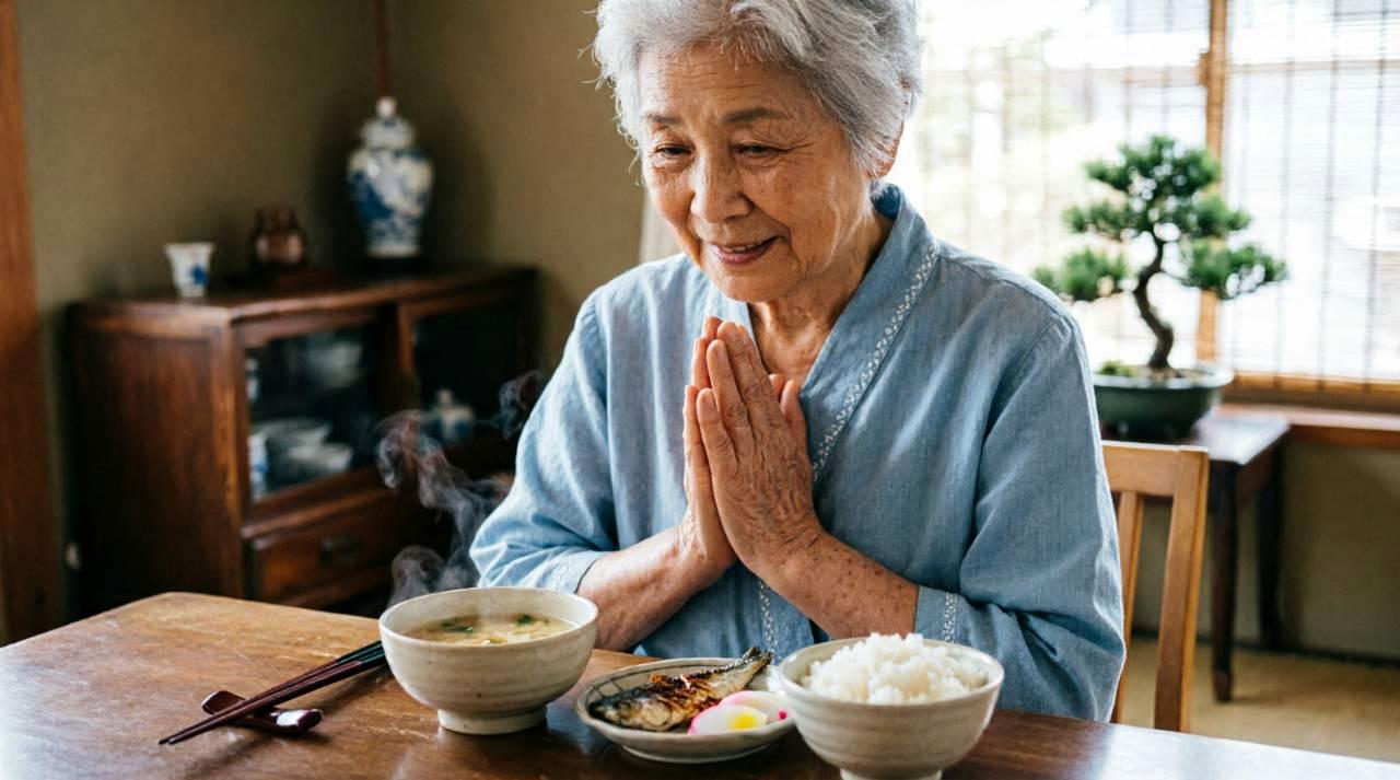 朝食を食べない高齢の親を家族が心配して見守る様子