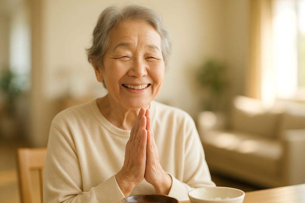健康的な食事を囲み充実した生活を送るシニア
