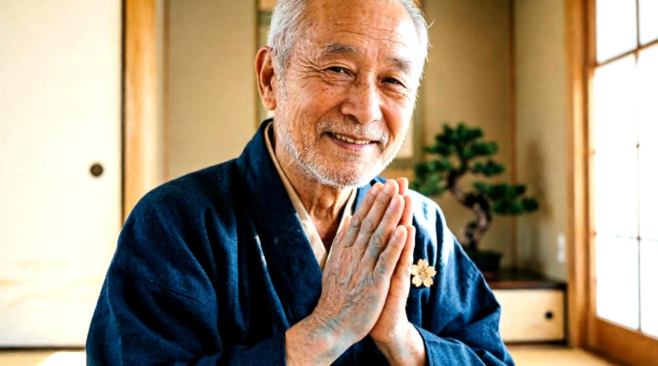 子どもと高齢の親が並んで笑い合う家族写真と、その横に置かれた貯金箱