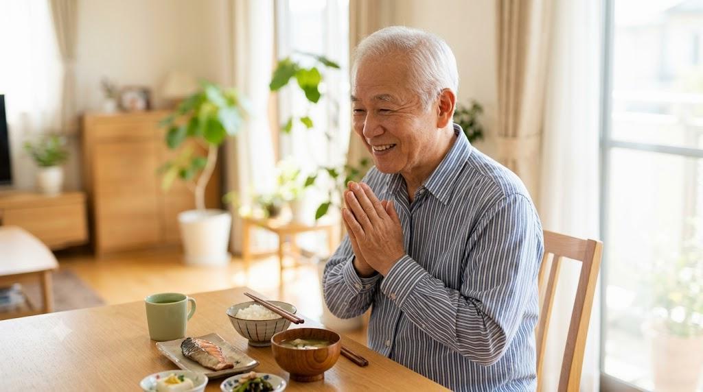 家族団らんでテーブルを囲みながら話し合う様子