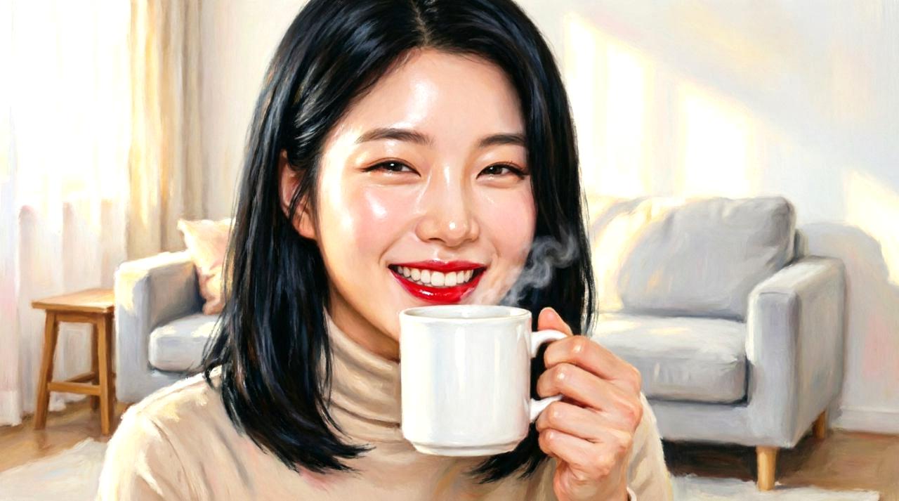 日中にコーヒーを楽しむ穏やかな生活風景