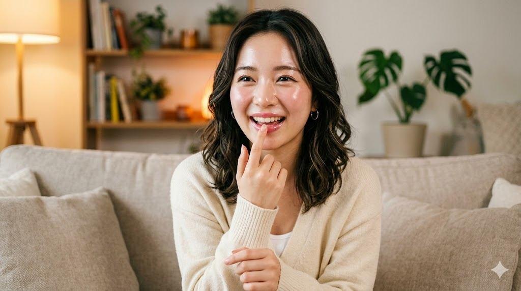 楽しそうにウォーキングの記録をつけている40代女性の様子